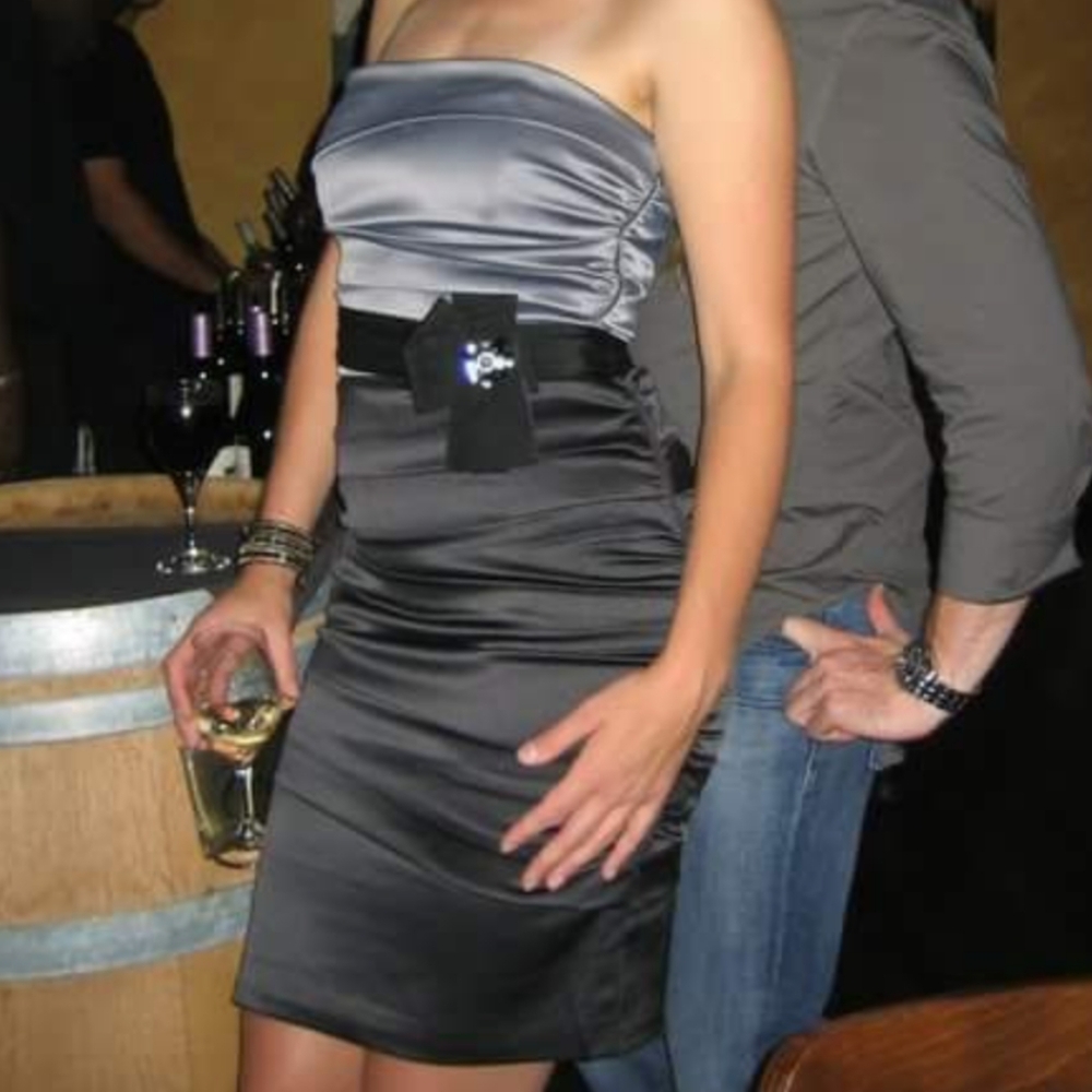 Elegant Gray Strapless Dress